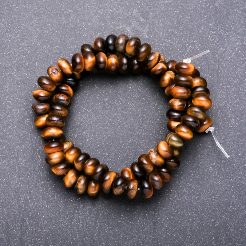 Korálky z přírodního kamene tygří oko hladké rondel, průměr 8×6 mm, délka 40 cm