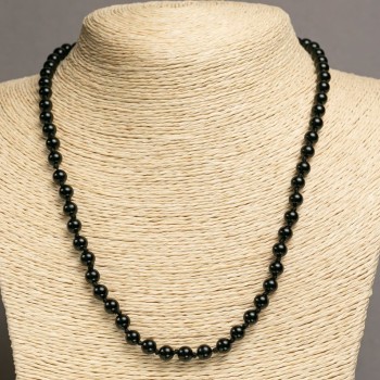 Náhrdelník z achátu, hladké korálky, průměr 6 mm, délka 47–50 cm