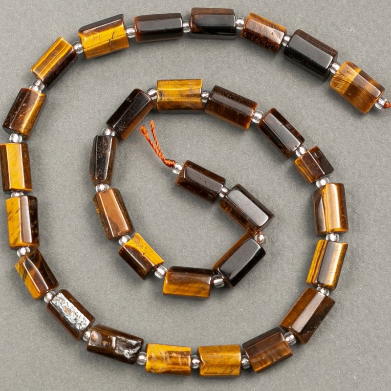 Korálky z přírodního kamene tygří oko, broušené 11×7 mm, navlečené na šňůrce délka více než 40 cm