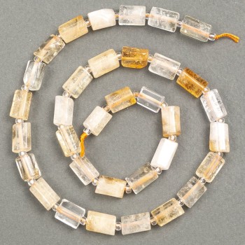 Korálky z citrínu a horského křišťálu na niti, facettované, průměr 10×6 mm, délka 41 cm ± (s korálkami 3×2 mm)