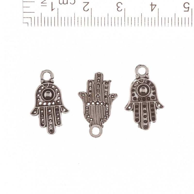 Přívěšek Hamsa s kuličkou uprostřed, nýt, 20×12 cm, balení 20 g ± 35 ks
