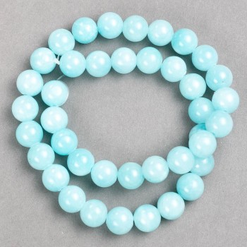 Korálky na niti Akvamarín (umělý akryl), hladká kulička, průměr 10,5 mm, délka 40 cm