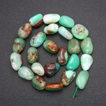Korálky z přírodního chrysoprasu brusované, rozměr 11×16 mm, délka 38 cm