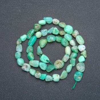 Korálky z chrysoprasu na niti, galetového tvaru, průměr 6×7 mm, délka 41 cm +