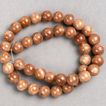 Korálky selenitu (akryl) na niti, hladké kuličky, průměr 10,5 mm, délka 40 cm