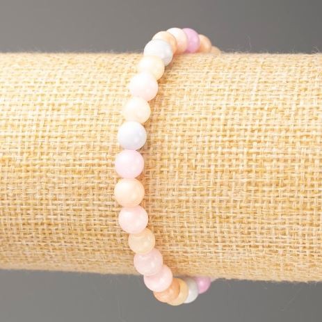 Náramek na gumičce Morganit (umělý akryl) hladké korálky Ø 6 mm ±, délka 18 cm ±