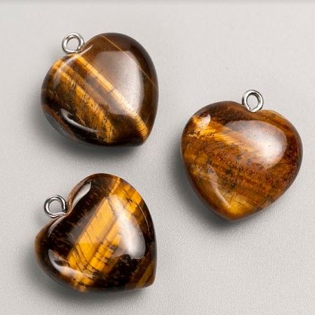 Přívěsek Srdce tygřího oka, průměr 25×25 mm+