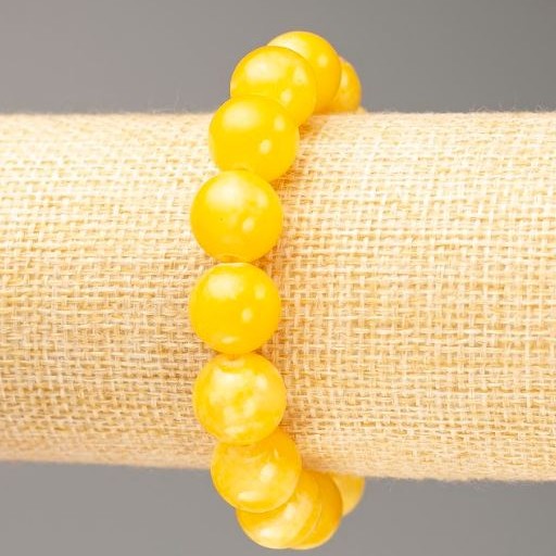 Náramek na gumičku s imitací citrínu (akryl), průměr 12,5 mm, délka 18 cm