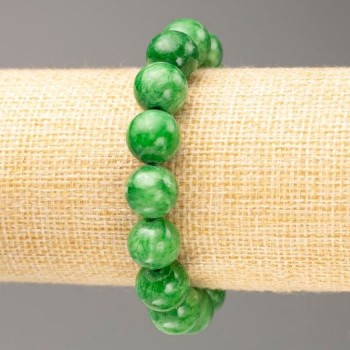 Náramek na gumičce z chrysoprasu (umělý akryl), průměr 12,5 mm, délka 18 cm