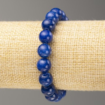 Náramek na gumičce z lazuritu (umělý akryl) hladké korálky, průměr 10 mm, délka 18 cm
