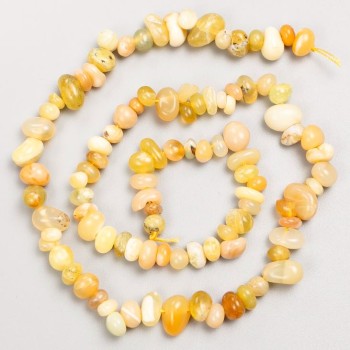 Korálky na niti z přírodního kamene – Žlutý achát, galetované 7×5 mm, délka 41 cm