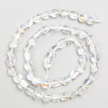 Korálky z opálového skla, navlečené na niti, velikost 6×7 mm, délka 40 cm