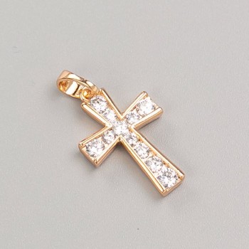 Přívěsek Xuping Kříž pozlacený 18K se bílými krystaly