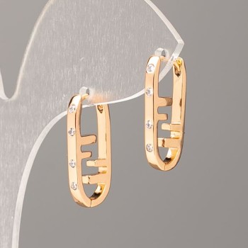 Náušnice Xuping s 18K pozlacením a bílými štrasovými kameny, průměr 21×11 mm+