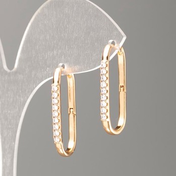 Náušnice Xuping s 18K pozlacením a bílými štrasovými kameny, rozměr 27×2 mm+