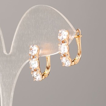 Náušnice Xuping pozlacené 18K s bílými krystaly, rozměr 17×5 mm+