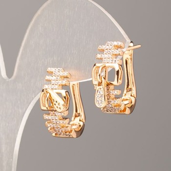 Náušnice Xuping pozlacené 18K se bílými štrasami, průměr 19×8 mm, 5 mm+