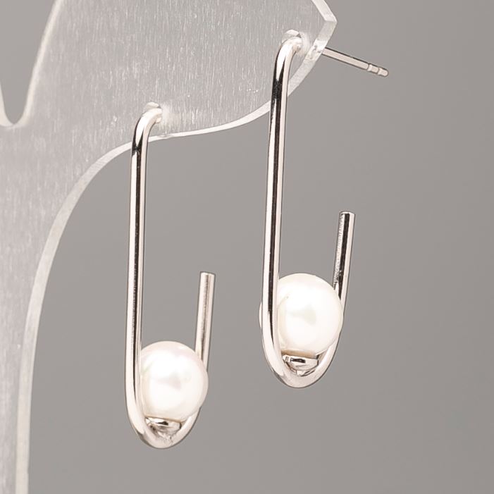 Náušnice Xuping s Mallorkou, průměr 8 mm, délka 3 cm, rhodiované