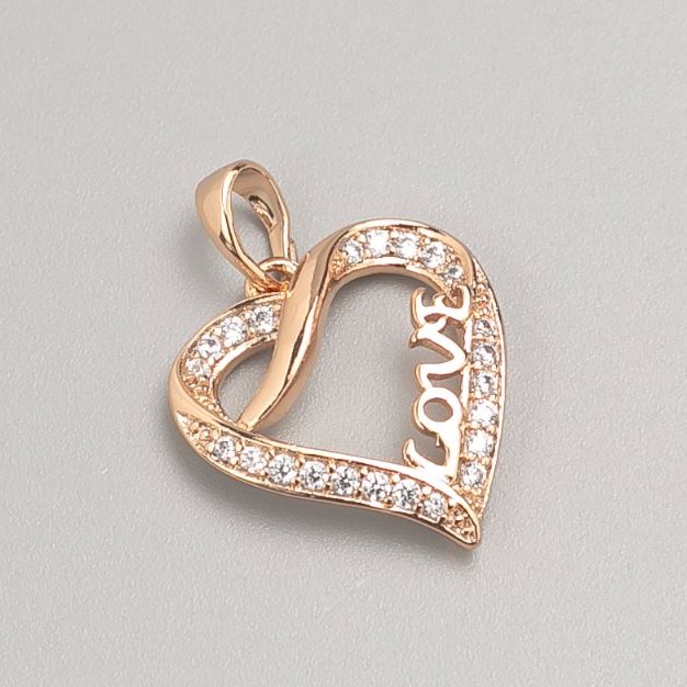 Přívěsek Xuping pozlacený 18K – Srdce s bílými štrasami, průměr 18x17 mm+