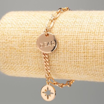 Náramek Xuping pozlacený 18K "Dear" panzerové pletení, délka 18–21 cm, tloušťka 4 mm+