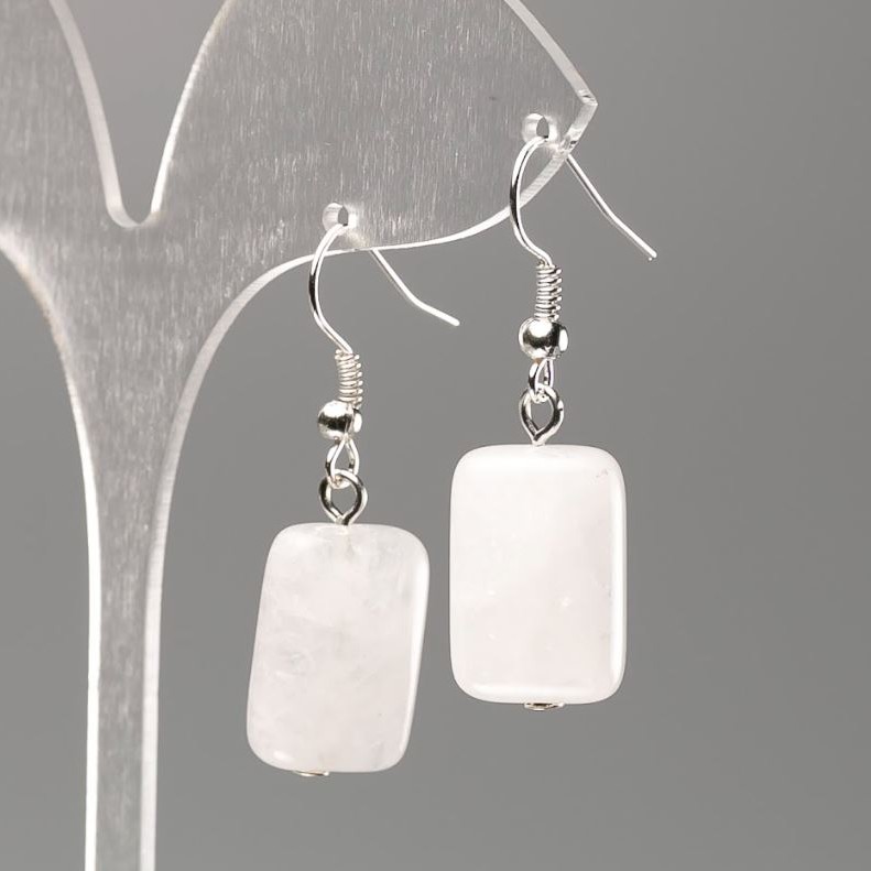 Náušnice z přírodního kamene Horský křišťál, průměr 18×13 mm+