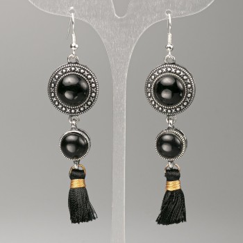 Náušnice z achátu, průměr 19,5 mm a 12 mm, délka cca 8,5 cm