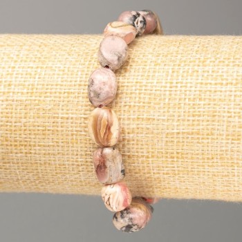 Náramek z přírodního rhodochrozitu, broušené kuličky 12×8 mm (±), délka 18 cm