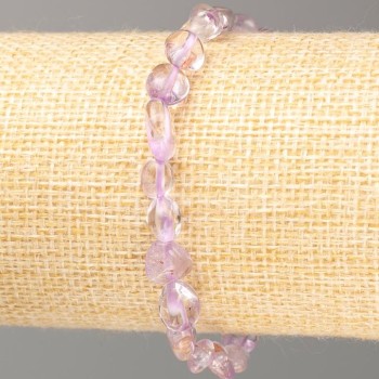 Náramek z přírodního ametystu, broušené oblázky, průměr 8×5 mm ±, délka 18 cm