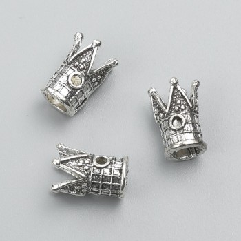 Koncovka Koruna, stříbrná, kovové komponenty pro šperky, průměr 13×8 mm, balení -20 g, 17 ks