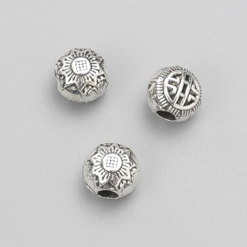 Фурнітура намистина вставка, діаметр 8х7мм+- фас. 20гр. 19шт+- колір металу "срібло"