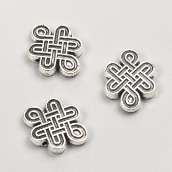 Kovová korálková vložka, rozměry 17×13×3 mm, balení 20 g, 11 ks ±, barva kovu 'stříbrná'