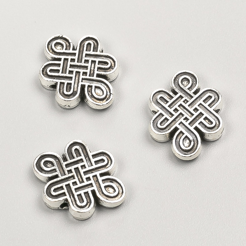 Kovová korálková vložka, rozměry 17×13×3 mm, balení 20 g, 11 ks ±, barva kovu 'stříbrná'