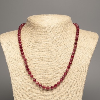 Náhrdelník „Karneol“ hladká korálka, průměr 6 mm, délka 50 cm, z kamene bílý nefrit (synteticky barvený)