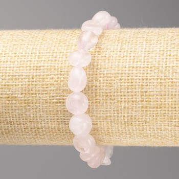 Náramek z růžového křemene, brusované korálky, průměr 9×11 mm ±, délka 18 cm ± (elastický)