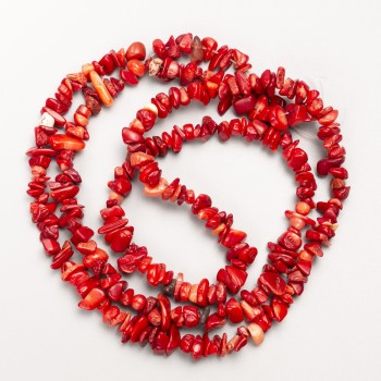 Korálové korálky z přírodního korálu, drobné kousky na niti, průměr 7×3 mm, délka 80 cm