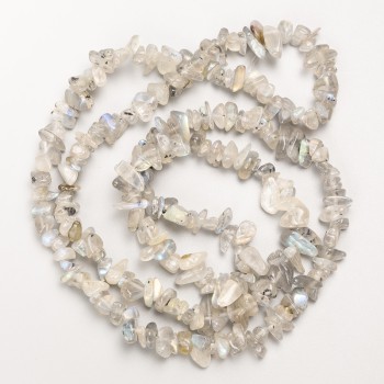 Korálky labradoritu, přírodní kámen, drobné, navlečené na šňůrce, průměr 9×4 mm, délka 84 cm