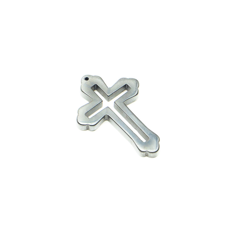 Přívěšek kříž z hematitu, průměr 30, 5×44×4,5 mm+