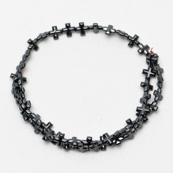Korálky z hematitu ve tvaru kříže, průměr 8×8×3 mm, délka 40 cm ± na niti