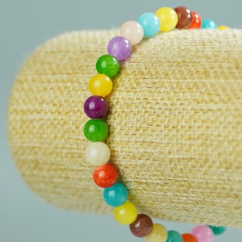 Náramek Mix tónovaný křemen (umělý akryl), průměr korálků 6 mm (±), délka 18 cm, elastický