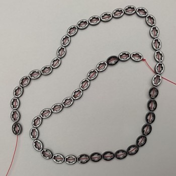 Korálky z hematitu ve tvaru křížů, průměr 6×8 mm, délka 39 cm, na šňůrce