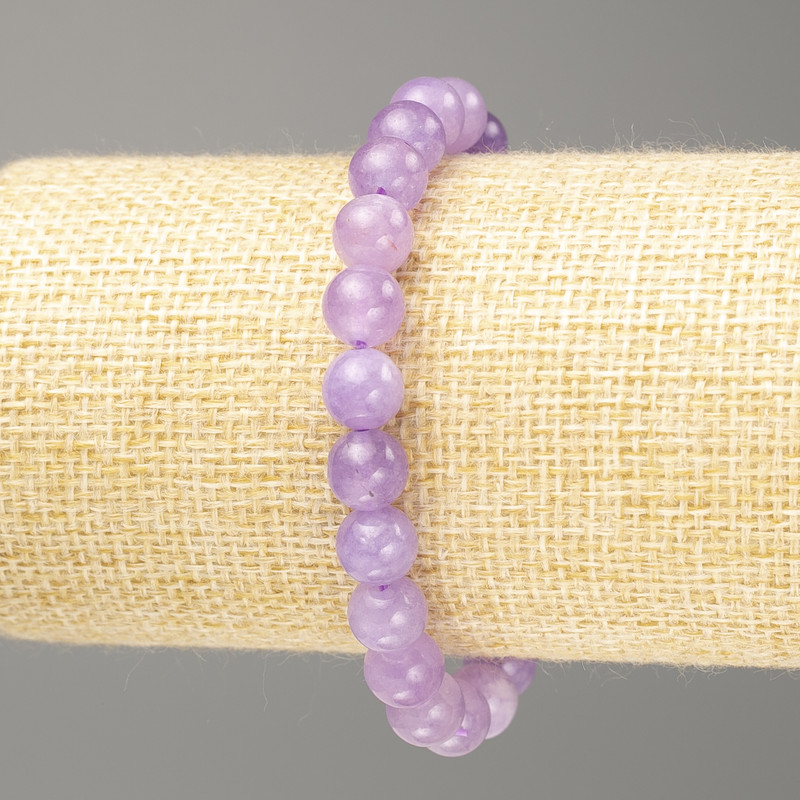 Náramek ametyst (umělý tonovaný křemen) hladká kulička, průměr 8 mm ±, délka 18 cm (elastický)