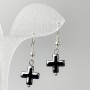 Náušnice z hematitu ve tvaru kříže, průměr 12 mm, délka 38 mm