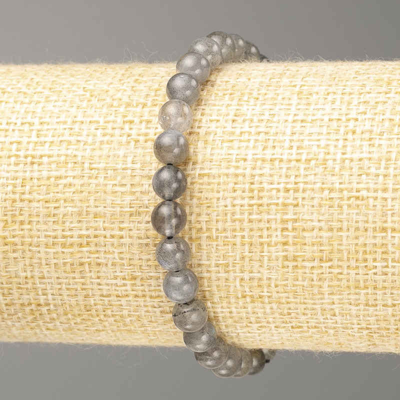 Náramek z labradoritu, přírodní kámen, hladké kuličky, průměr 6 mm, délka 18 cm (elastický)