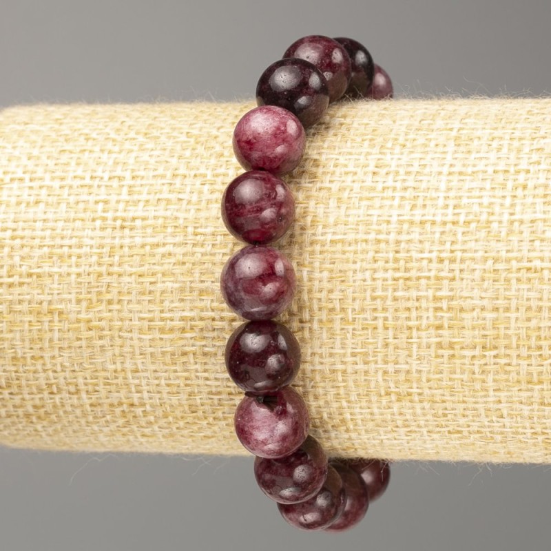Náramek z granátu, přírodní kámen, hladké korálky, průměr 10 mm ±, délka 18 cm (elastický)