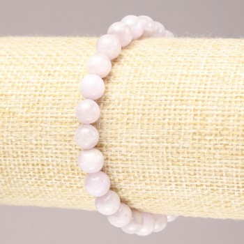 Náramek na gumičce z přírodního kunzitu hladká kulička, průměr 7,5 mm+