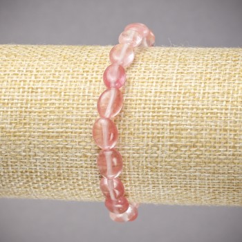 Náramek na gumičce z přírodního chalcedonu, hladký oválný, průměr 10×8 mm, délka 18 cm