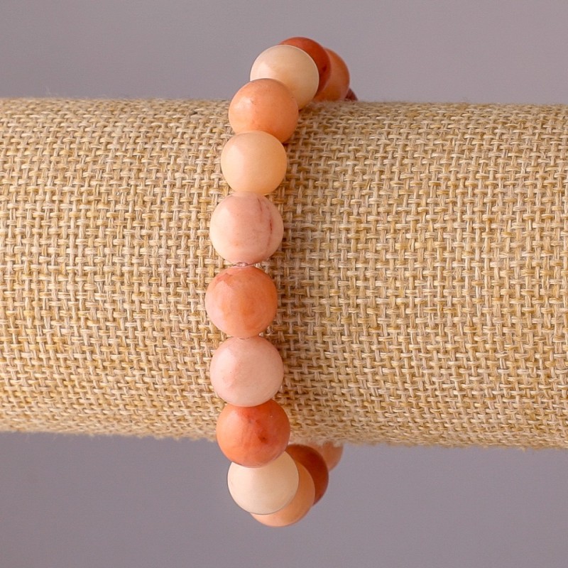 Náramek ze selenitu na gumičce, hladké kuličky, průměr 10 mm, obvod 18 cm