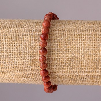 Náramek z aventurínu Zlatý písek na gumičce, hladká korálka, průměr 6 mm, obvod 18 cm