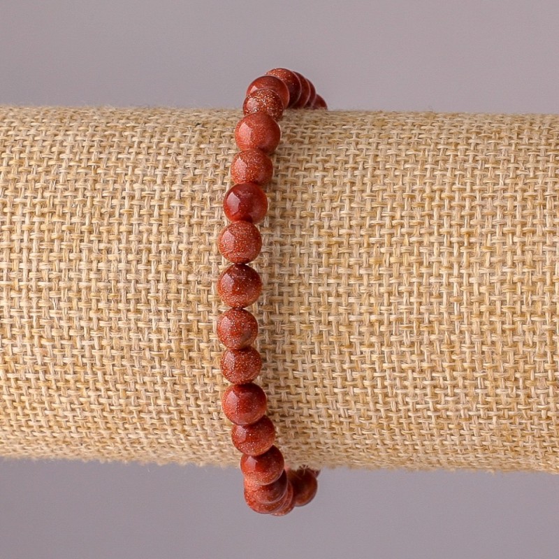 Náramek z aventurínu Zlatý písek na gumičce, hladká korálka, průměr 6 mm, obvod 18 cm