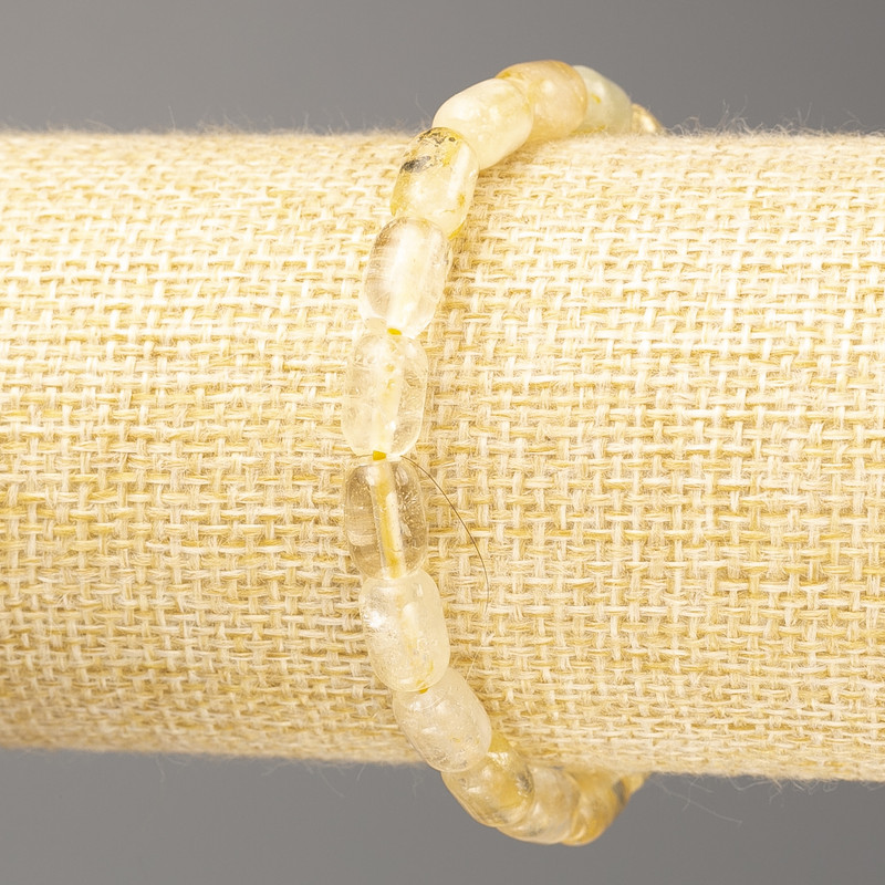 Náramek z přírodního kamene citrín, barilové korálky, průměr 9×6 mm, délka 18 cm (elastický)